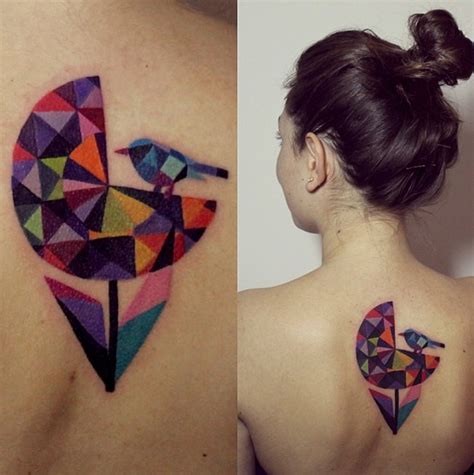 Remarkable Colored Tattoos By Artist Sasha Unisex Geometric Tattoo