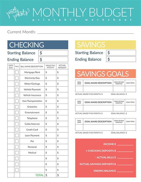 Free Printable Budget Worksheet And Budgeting Tips Pretty Presets For