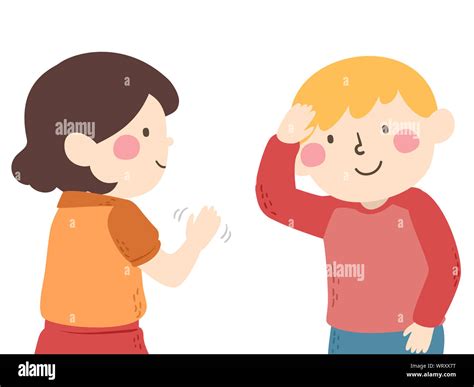Illustration Of Mute Kids Gesturing And Saying Hello In Greetings Stock