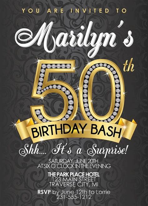 50th Birthday Party Invitations Free Printable Birthday Invitation