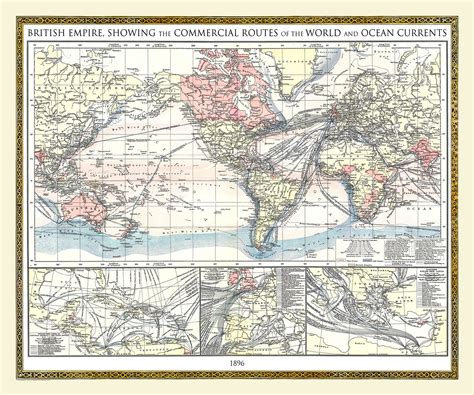 British Empire Map Of The World 1896 Vintage Wall Art Vintage Map