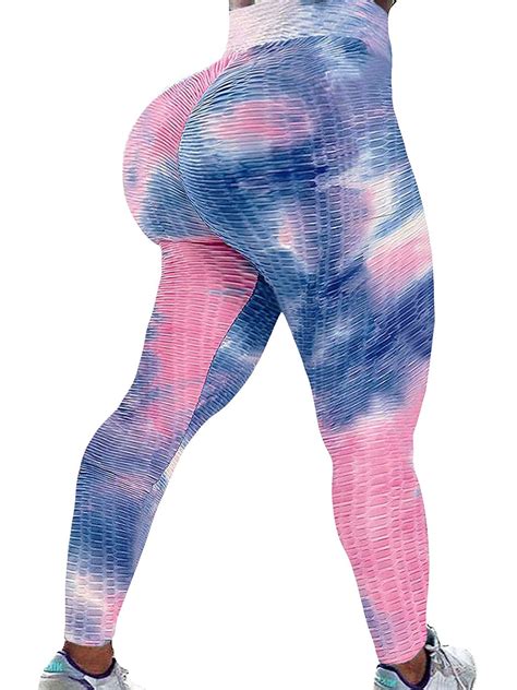tie dye scrunch booty yoga pants high waisted textured butt lift workout leggings for women