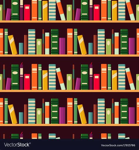 Bookshelf Seamless Pattern With Books Royalty Free Vector