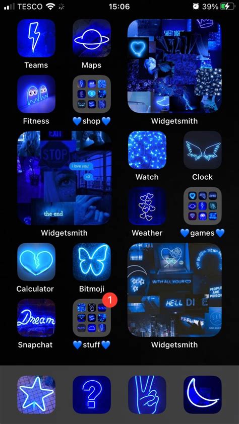 Neon Blue Widget Wallpaper Iphone Photo App Iphone Design Iphone Home Screen Layout