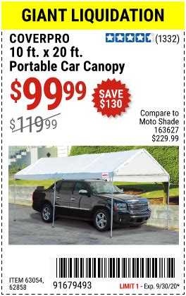 6.this product is not a toy. COVERPRO 10 Ft. X 20 Ft. Portable Car Canopy for $99.99 ...