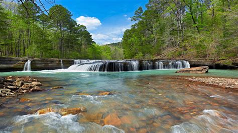Haw Creek Falls In The Arkansas Ozarks Spring Landscape Hd