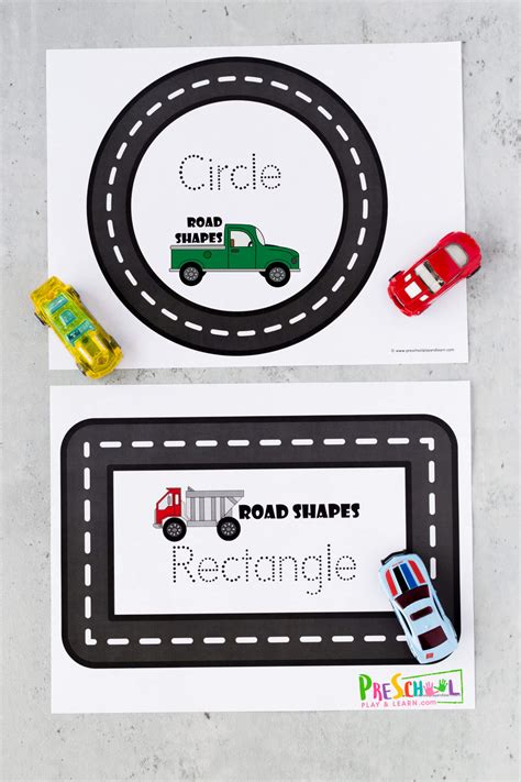 🚗 Free Printable Road Shape Mats Shapes Activity For Preschoolers