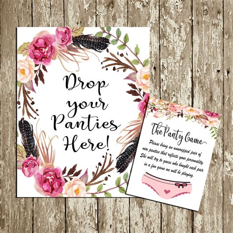 Drop Your Panties Here Printable Boho Lingerie Sign Panty Game Etsy