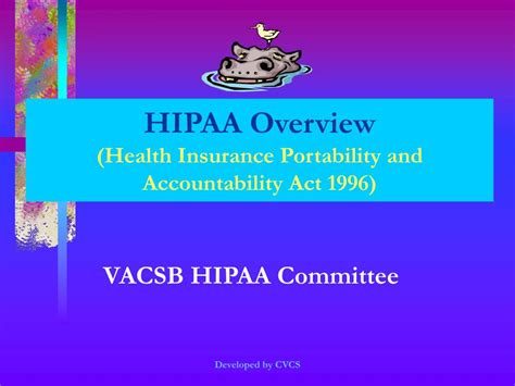 We did not find results for: PPT - HIPAA Overview (Health Insurance Portability and Accountability Act 1996) PowerPoint ...