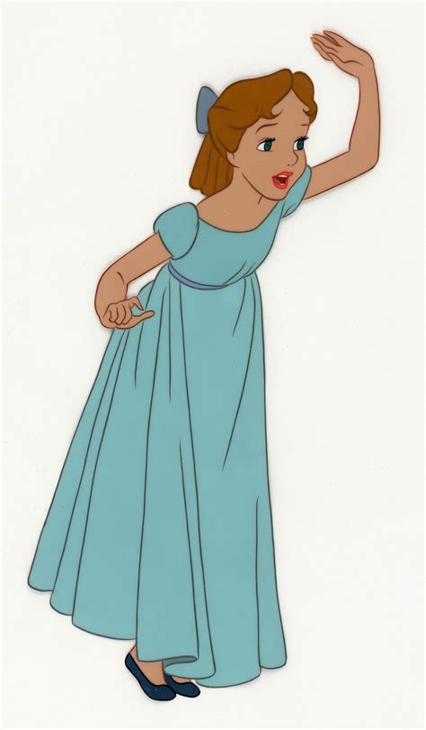 Hake S PETER PAN LARGE WENDY PRODUCTION ANIMATION CEL WITH HAND PAINTED BACKGROUND