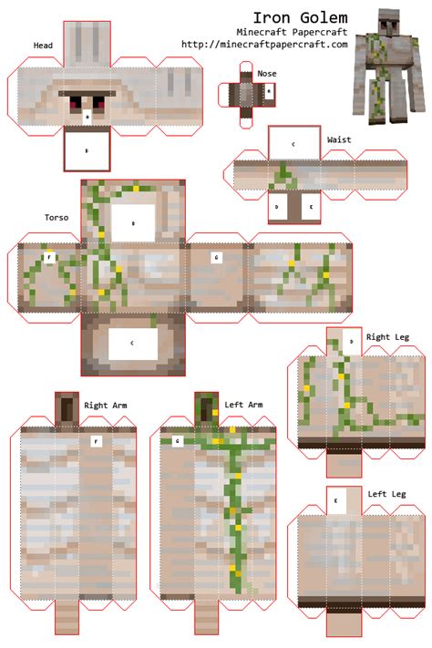 Minecraft pixel art ideas vorlagen kreationen einfach. Papercraft Iron Golem | Bastelarbeiten aus papier und ...