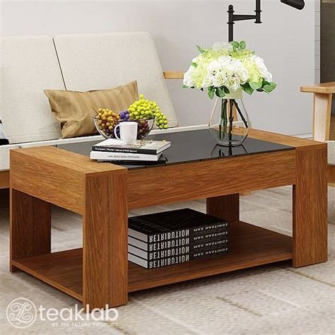 Buy Solid Teak Wood Coffee Table Glass Top Online Teaklab