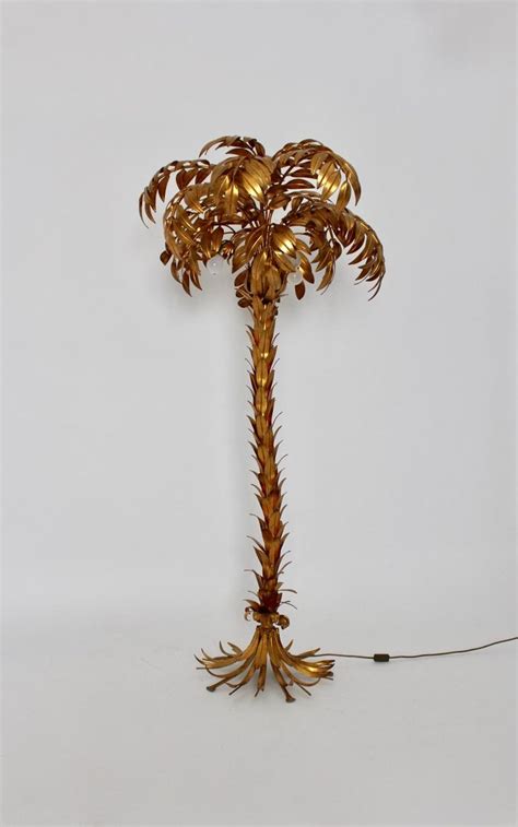 Mid Century Modern Vintage Golden Palm Tree Floor Lamp By Hans Kögl