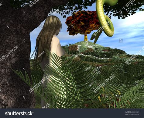 Serpent Tempts Eve In The Garden Of Eden Stock Photo 66901621