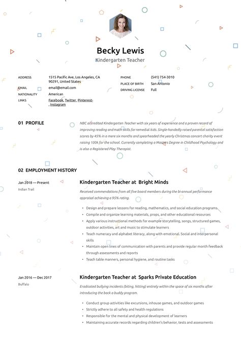 Kindergarten Teacher Resume Sample Teacher Resume Examples Teacher