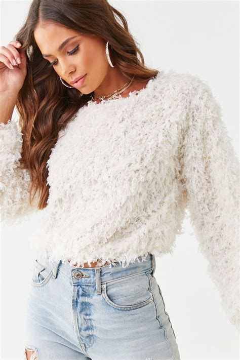 Fuzzy Cropped Sweater Forever 21 Cutout Sweater Open Knit Sweater