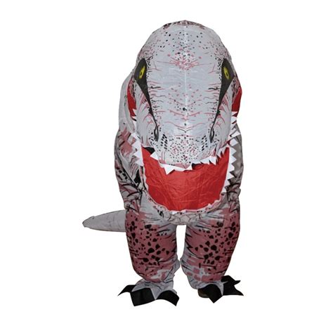 White Adult T Rex Inflatable Costume Jurassic World Park Blowup