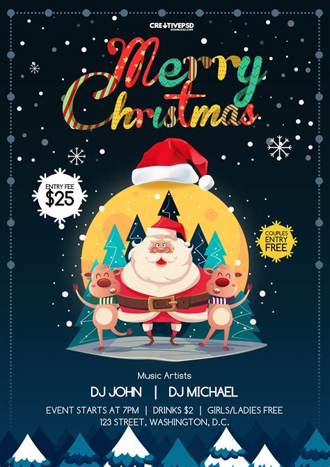 Christmas Party Flyer Free Psd Mockup