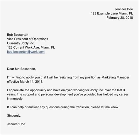How To Write A Simple Resignation Letter Template And Sample Doc