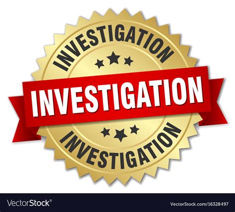 Investigation Round Isolated Gold Badge Royalty Free Vector