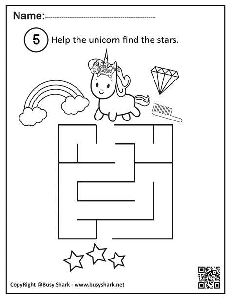 Unicorn Mazes Free Puzzles Coloring Pages Busy Shark
