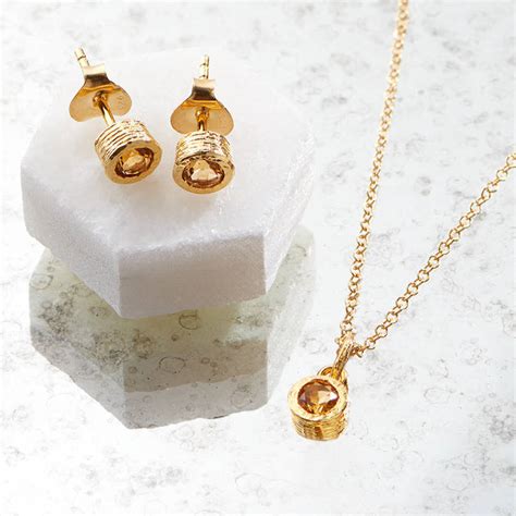 Maybe you would like to learn more about one of these? Citrine November Birthstone Gold Jewellery Gift Set By ...