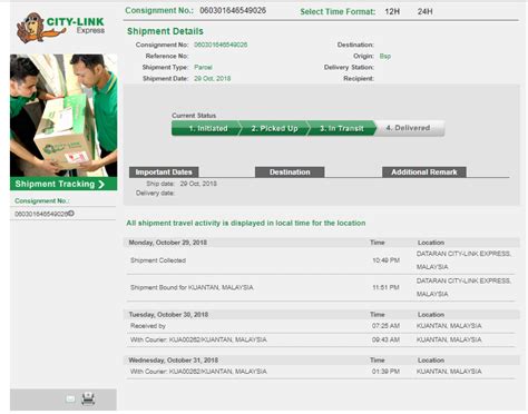 Tracking status will be displayed including the pickup date & time to delivery date & time. City Link Courier Service Malaysia