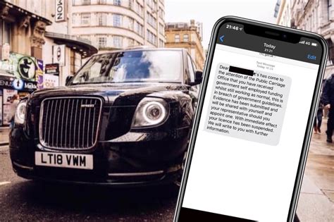 london taxi drivers receive fake messages telling them their licences have been suspended