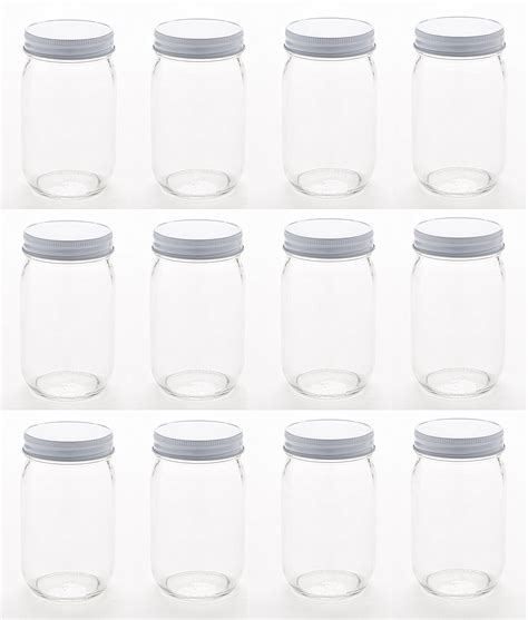 Nms 16 Ounce Glass Regular Mouth Mason Canning Jars Case Of 12 With White Lids North