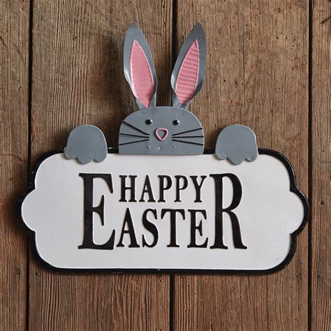 Happy Easter Bunny Sign Rabbit Sign Easter Decor Metal Etsy