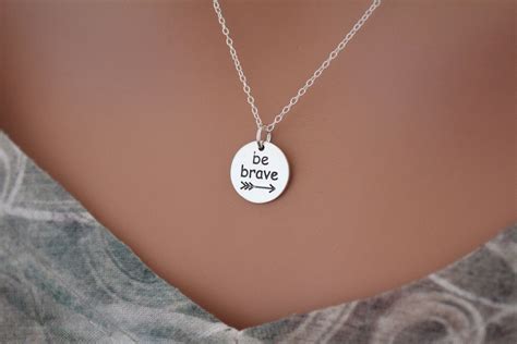 Sterling Silver Be Brave Charm Necklace Be Brave Necklace Be Etsy