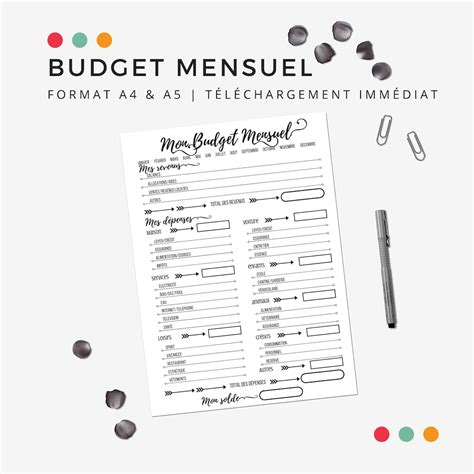 Budget mensuel à imprimer au format A4 et A5 Etsy France