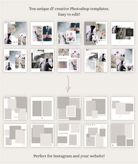 Instagram Templates Collage Style Album Design Layout Photo Album