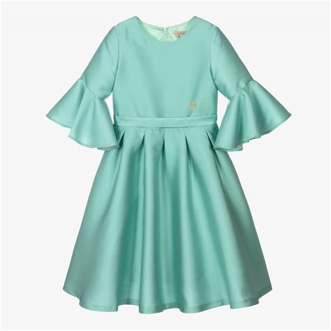 Elie Saab Teen Girls Aqua Blue Satin Dress Childrensalon Outlet