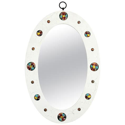 Midcentury Round Mirror With Multi Color Art Glass Mosaic Frame 1960s At 1stdibs Mosaic Round
