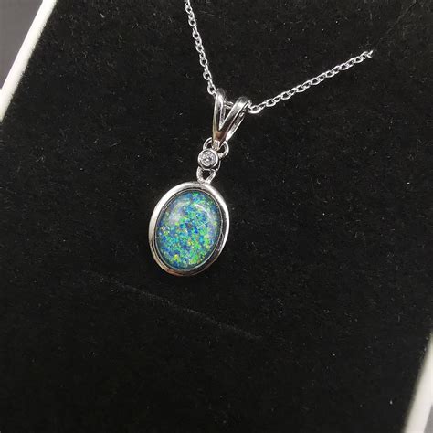 Genuine Rainbow Opal Necklace Dainty Opal Necklace Opal Etsy
