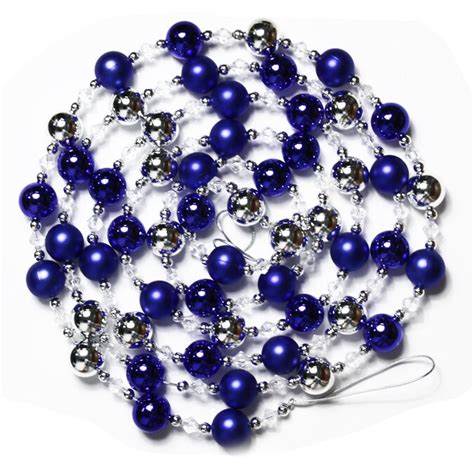 Holiday Living 9 Blue And Silver Bead Garland In The Christmas Ornaments