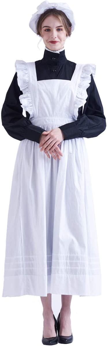 Graceart Women Pilgrim Dress Victorian Maid Costume With Apron Small