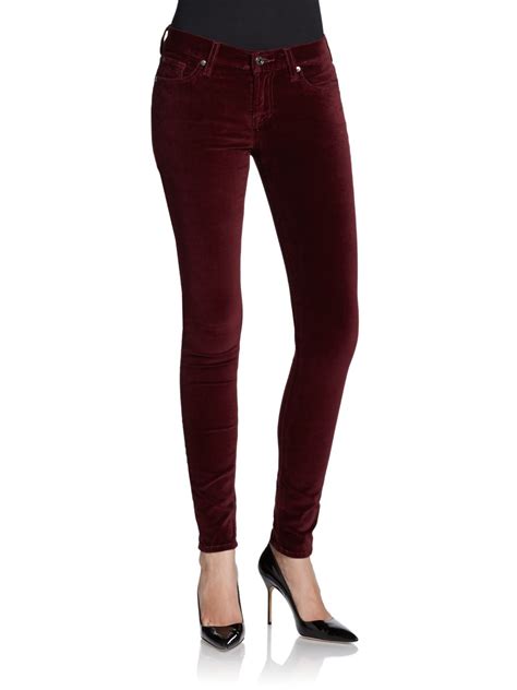 Lyst For All Mankind Gwenevere Velvet Skinny Pants In Brown