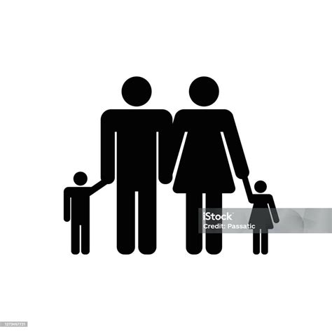 Ikon Keluarga Diisolasi Vektor Ibu Ayah Anak Simbol Putri Di Latar