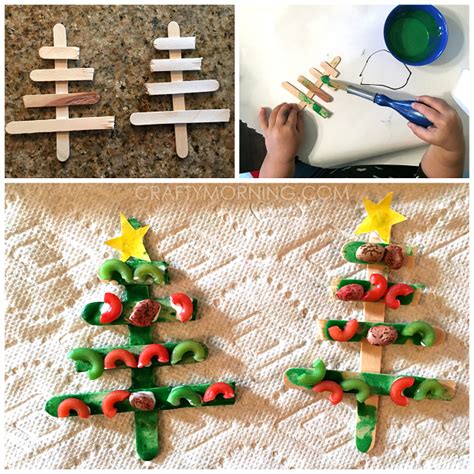 Noodle Popsicle Stick Christmas Tree Craft Crafty Morning