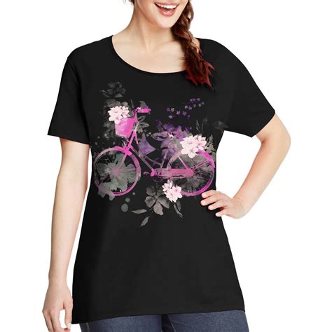 By Hanes Women S Plus Size Watercolor Graphic Scoopneck Tee