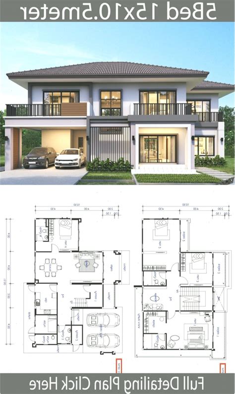 House Design Plan 155x105m With 5 Bedrooms Home Design With