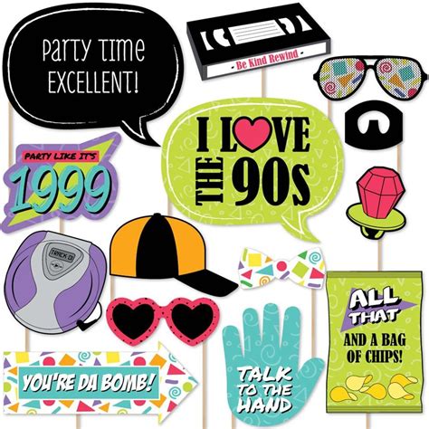 Big Dot Of Happiness 90s Throwback 1990s Party Photo Booth Props Kit 20 Count 90s Theme