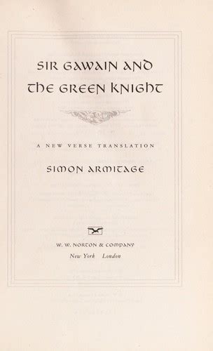 Sir Gawain And The Green Knight By Simon Armitage Open Library