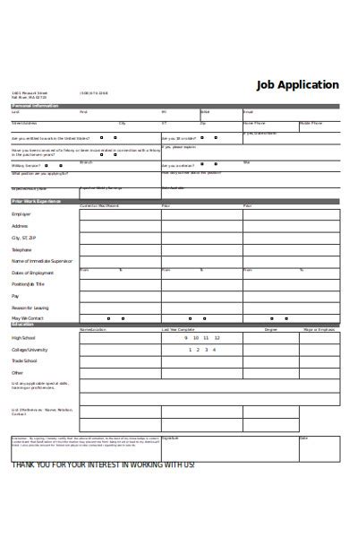 50 Free Employment Job Application Form Templates Printable 9 Puppy