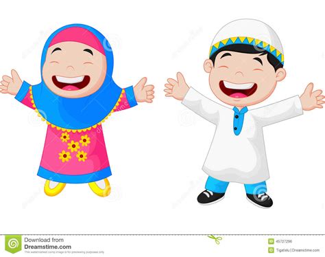 Happy Muslim Boy With Eid Al Adha Sheep Cartoon Vector Cartoondealer