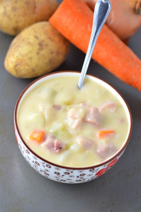 Fry the onions and celeriac on a medium heat for about 5 minutes until the onions are translucent and have taken on a bit of colour. Cream of Potato and Ham Soup | A Taste of Madness