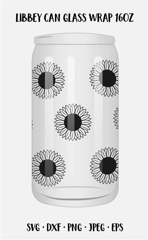 Sunflower Libbey Beer Can Glass Wrap Template Svg 1899384 Svgs