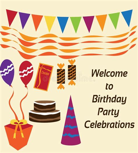 Welcome To Birthday Party Celebrations Background Stock Vector